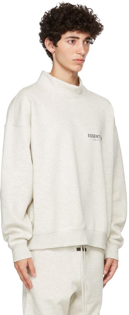 Grey Pullover Mock Neck Sweatshirt商品第2张图片规格展示