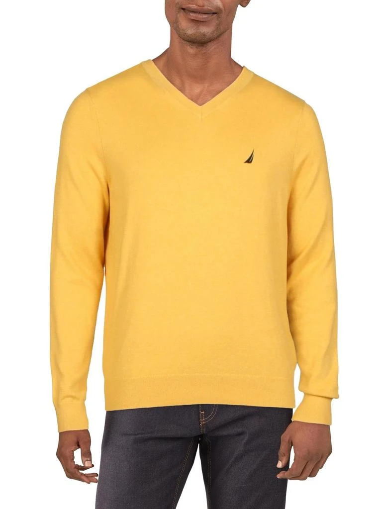商品Nautica|Mens Logo Long Sleeves V-Neck Sweater,价格¥302,第1张图片