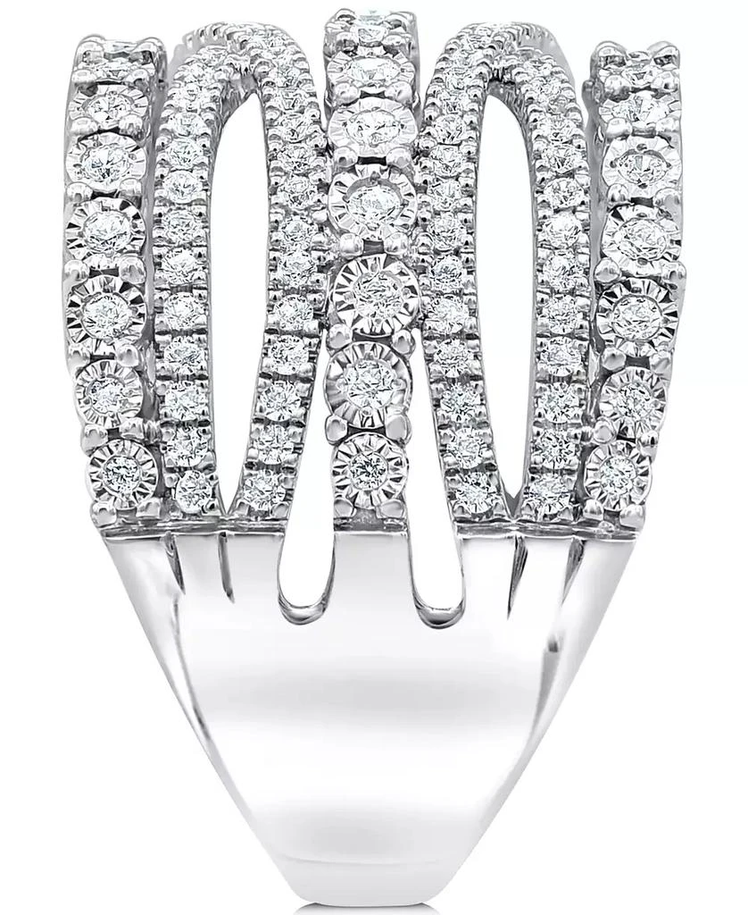 商品Macy's|Diamond Multi-Row Crossover Statement Ring (1 ct. t.w.) in Sterling Silver,价格¥2237,第4张图片详细描述