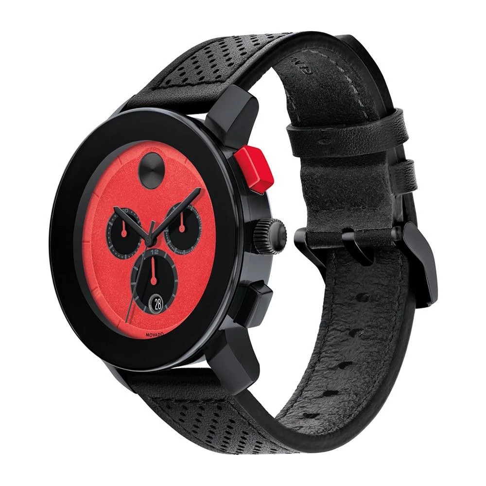 商品Movado|Men's Swiss TR90 Black Leather Strap Watch 43.5mm,价格¥3654,第2张图片详细描述