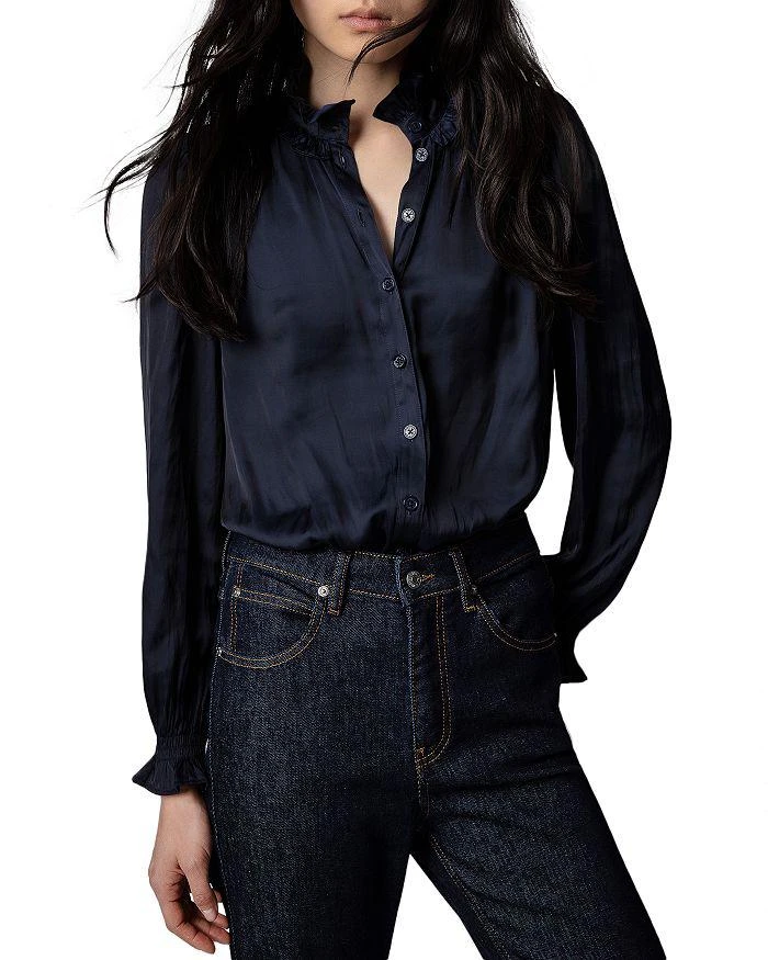 商品Zadig&Voltaire|Tacca Satin Ruffle Blouse,价格¥2990,第1张图片