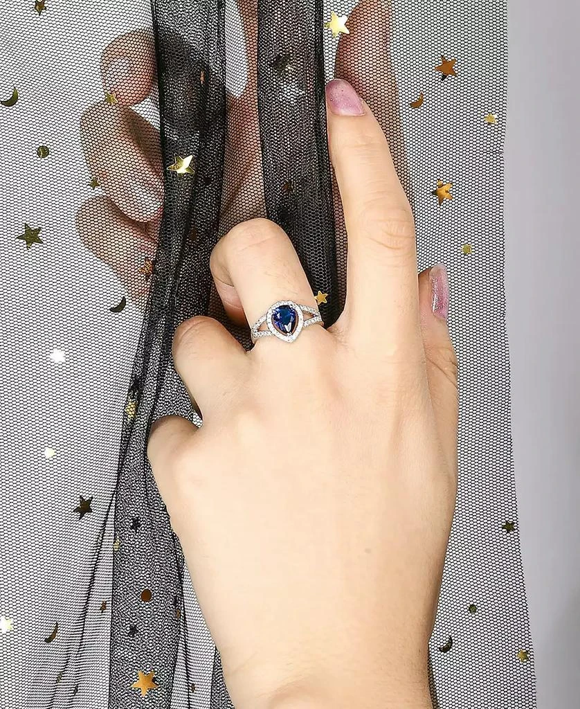 商品A&M|Silver-Tone Sapphire Pear Shaped Ring,价格¥129,第2张图片详细描述