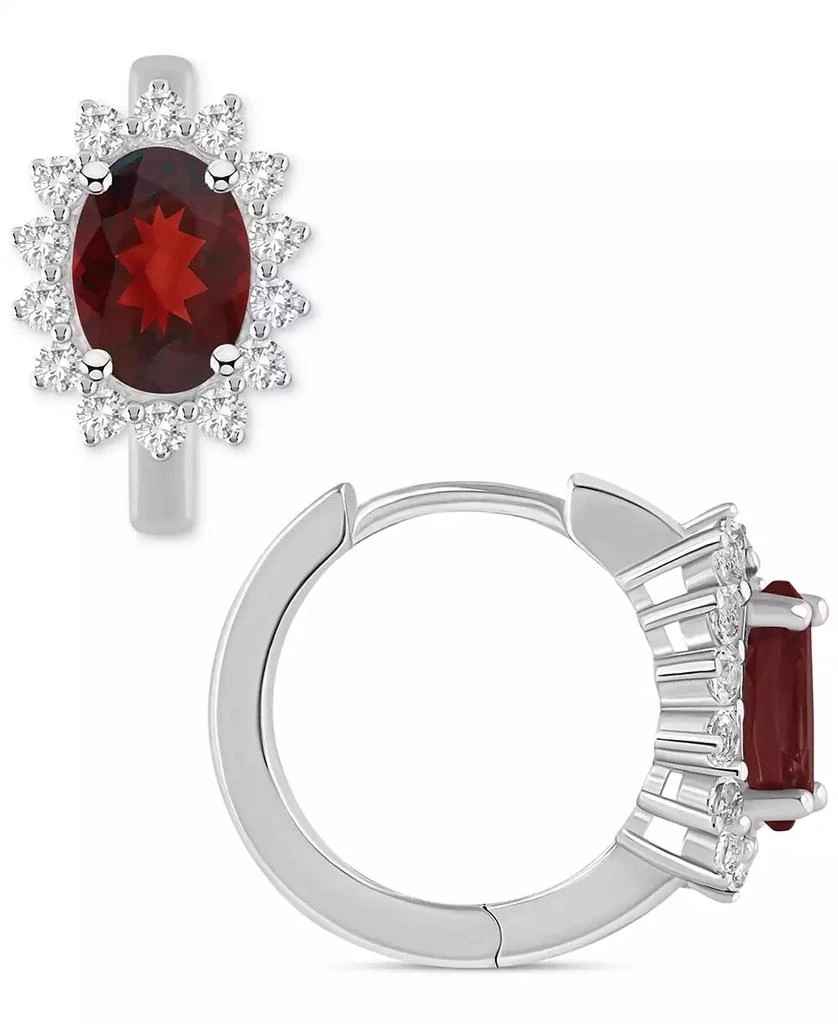 商品Macy's|Rhodolite Garnet (1-7/8 ct. t.w.) & White Topaz (1/2 ct. t.w.) Halo Hoop Earrings in Sterling Silver (Also in Citrine, Peridot, Amethyst, & Blue Topaz),价格¥2213,第5张图片详细描述
