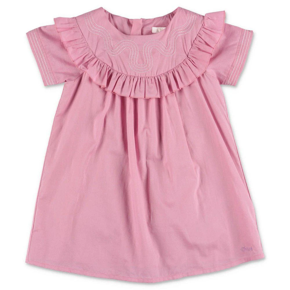 商品Chloé|Chloé Kids Ruffled Short Sleeved Crewneck Dress,价格¥1069,第1张图片