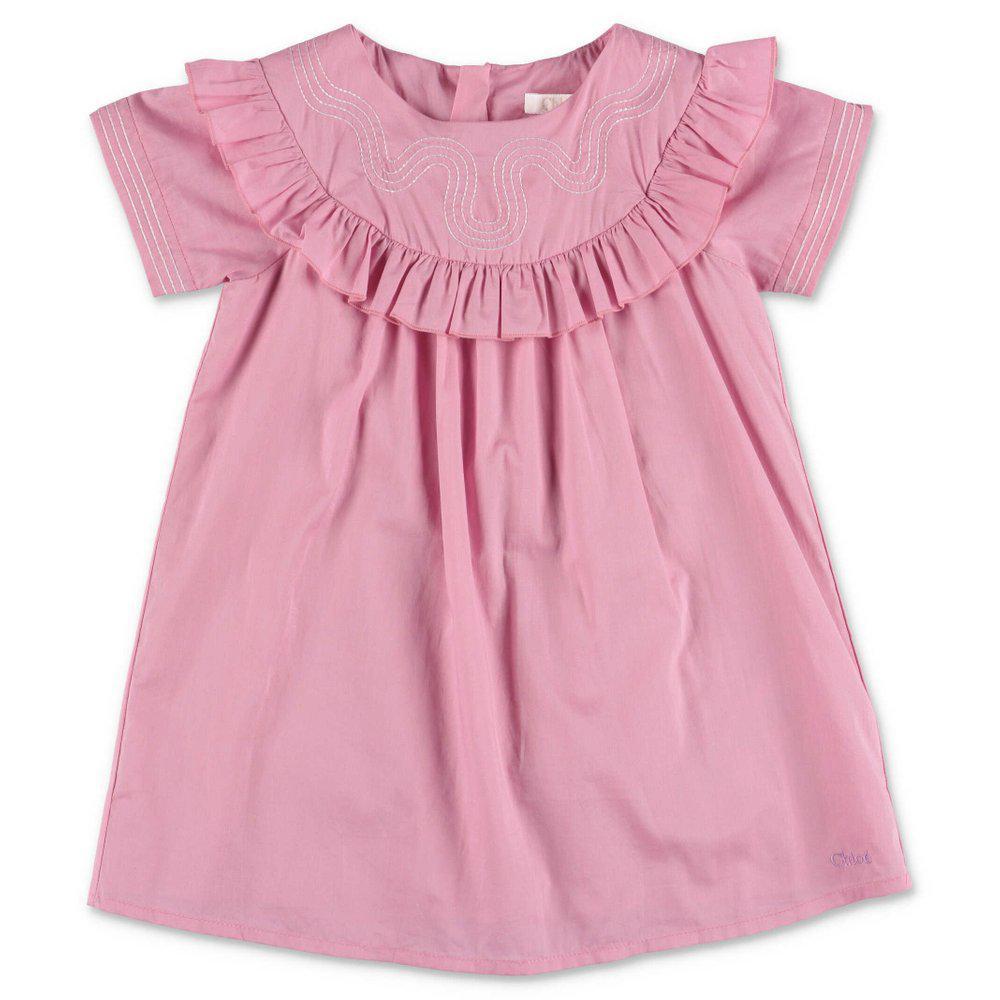 商品Chloé|Chloé Kids Ruffled Short Sleeved Crewneck Dress,价格¥427-¥854,第1张图片