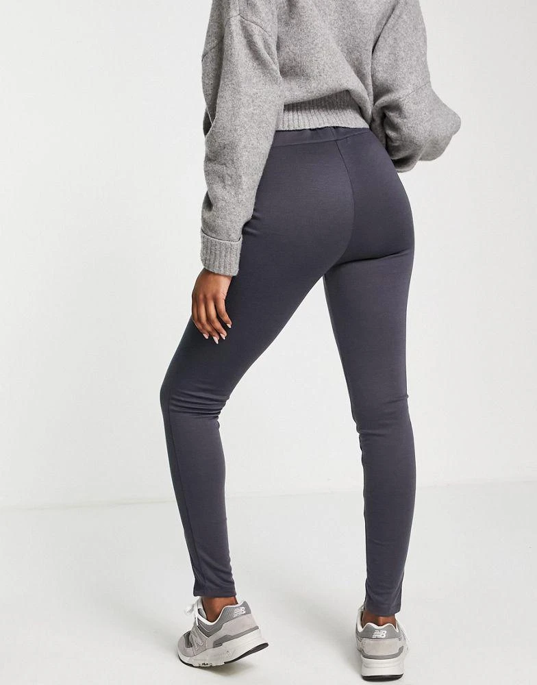 商品Vila|Vila structured high waist leggings with pintuck and split front in dark grey,价格¥175,第3张图片详细描述