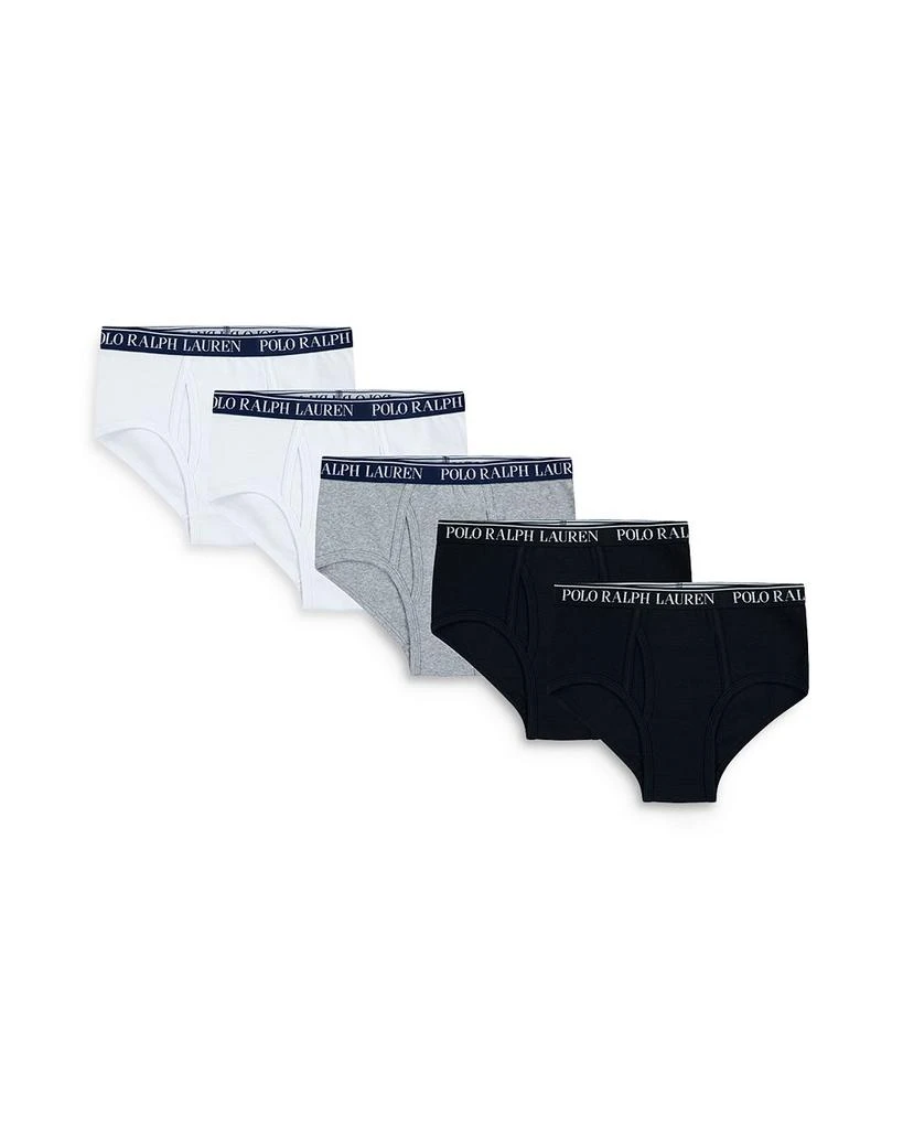 商品Ralph Lauren|Boys' Cotton Stretch Ribbed Briefs, Pack of 5 - Big Kid,价格¥301,第1张图片