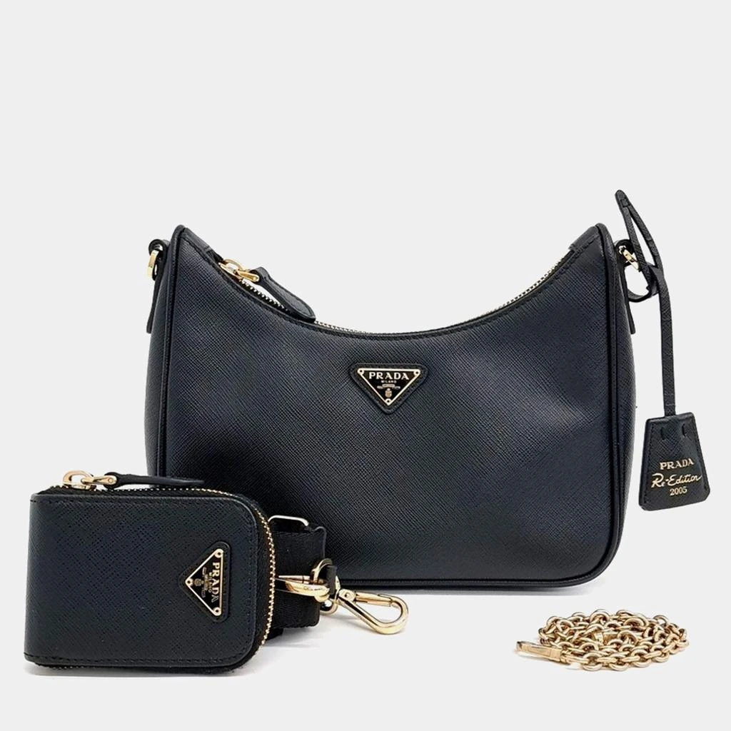 商品[二手商品] Prada|Prada Black Leather Saffiano Luxe Chain Hobo Bag,价格¥13541,第1张图片