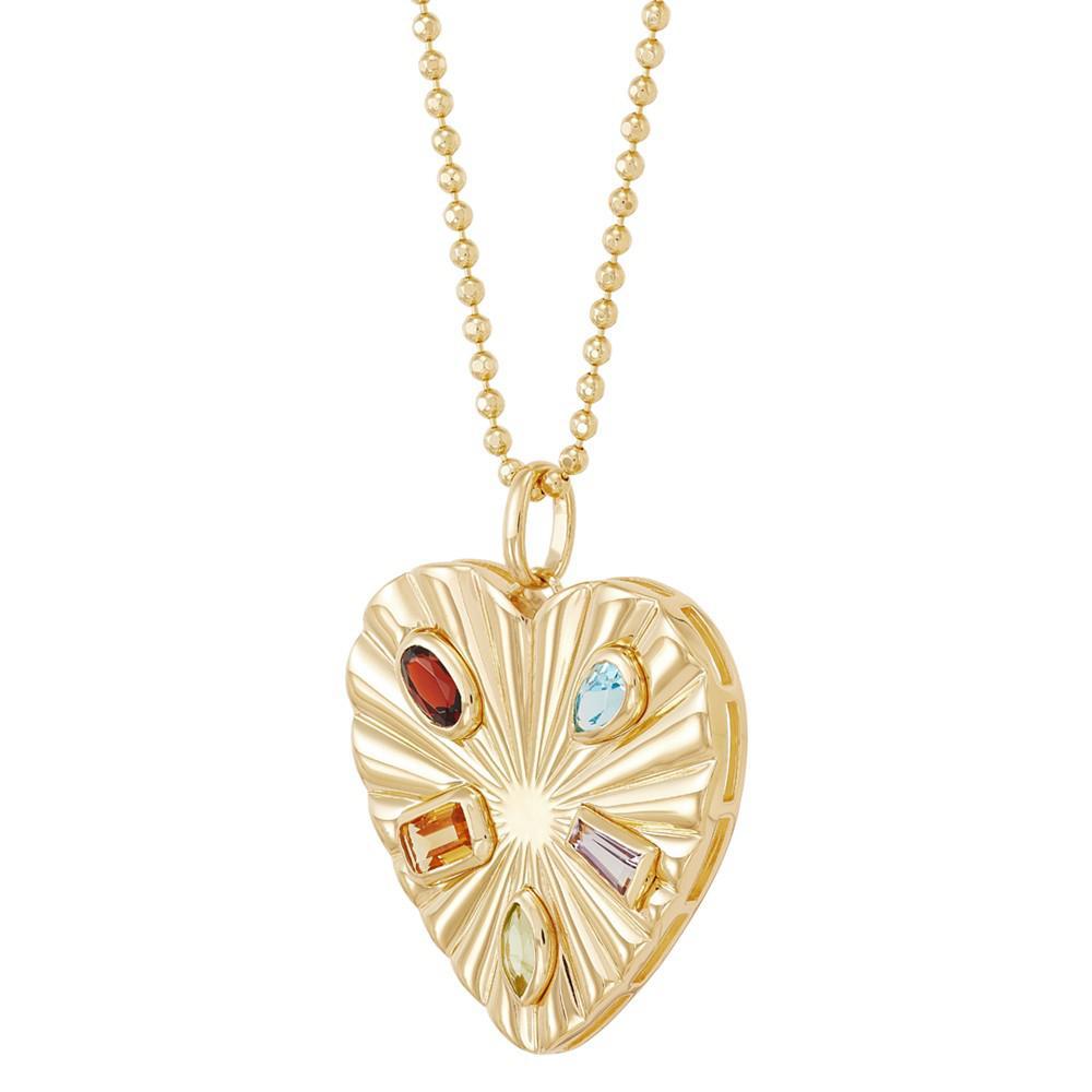 商品Macy's|Multi-Stone (1 ct.tw.) 18" Heart Pendant Necklace in 14k Gold-Plated Sterling Silver,价格¥692,第5张图片详细描述