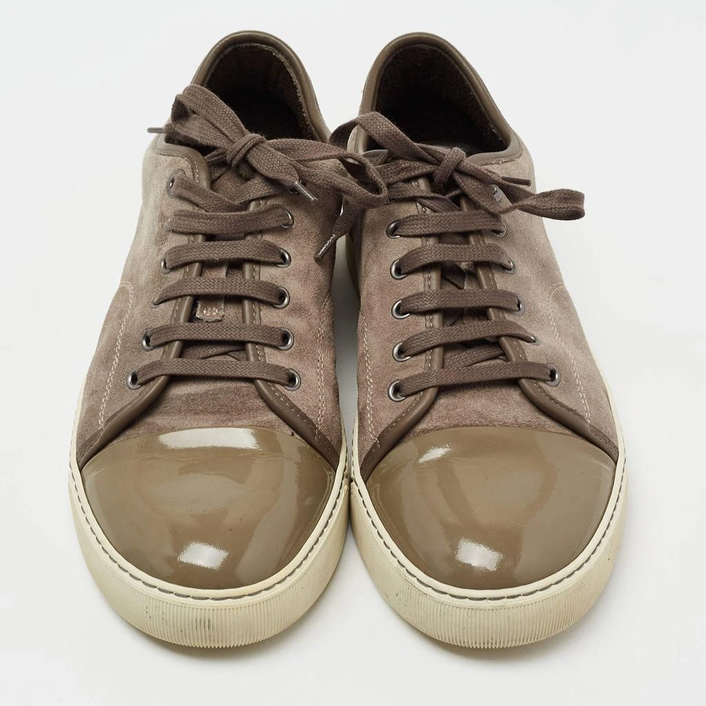 商品[二手商品] Lanvin|Lanvin Dark Grey/Olive Green Suede and Patent Leather DDB1 Low Top Sneakers Size 42,价格¥1115,第3张图片详细描述