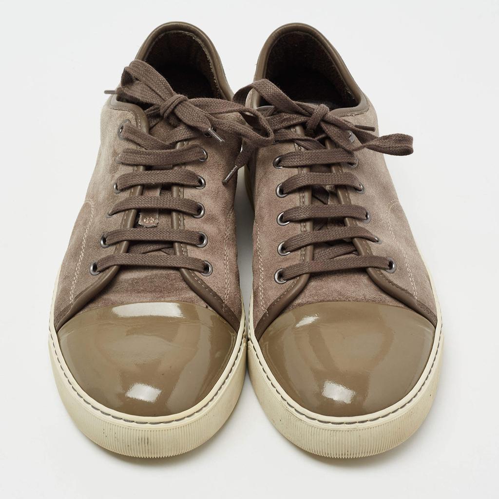 商品[二手商品] Lanvin|Lanvin Dark Grey/Olive Green Suede and Patent Leather DDB1 Low Top Sneakers Size 42,价格¥2035,第5张图片详细描述