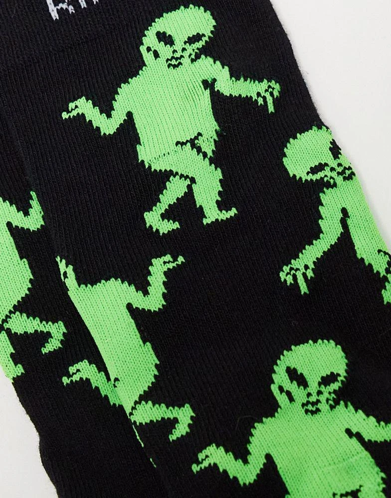 商品Rip N Dip|RIPNDIP alien dance party socks in black with all over print,价格¥69,第3张图片详细描述