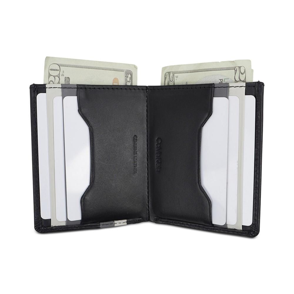 Men's Leather Colorblocked RFID Duofold Wallet商品第3张图片规格展示