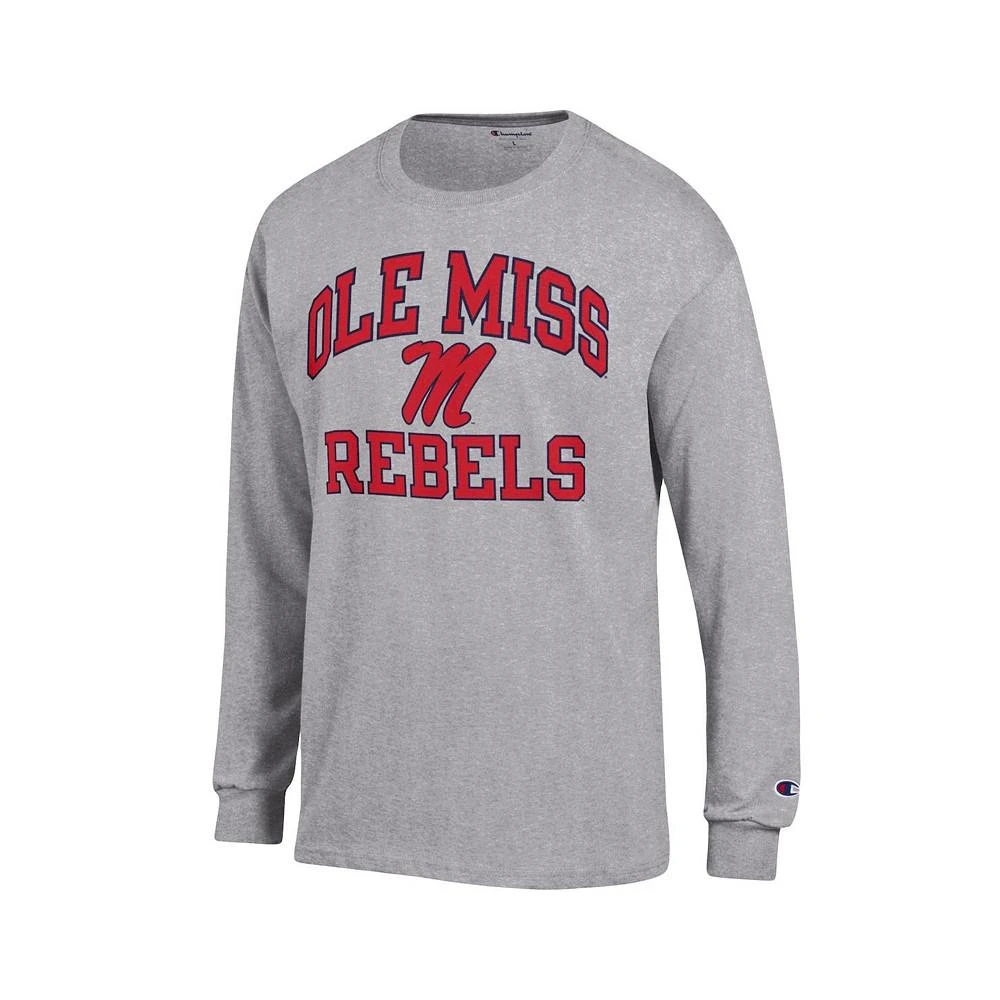 商品CHAMPION|Men's Heather Gray Ole Miss Rebels High Motor Long Sleeve T-shirt,价格¥236,第4张图片详细描述