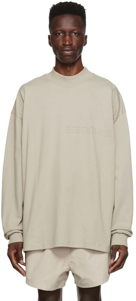 商品Essentials|Gray Cotton Long Sleeve T-Shirt,价格¥250,第1张图片