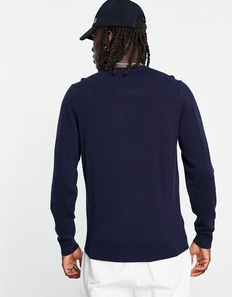 Fred Perry crew neck jumper in Navy - NAVY商品第3张图片规格展示