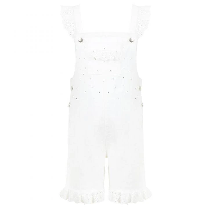 商品Caramelo Kids|White Denim Diamante Dungarees,价格¥124,第1张图片