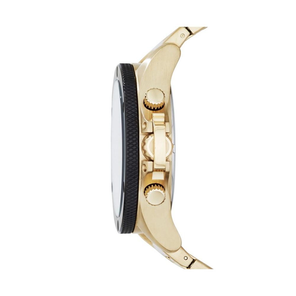 Men's Chronograph Gold Tone Stainless Steel Bracelet Watch 48mm商品第3张图片规格展示