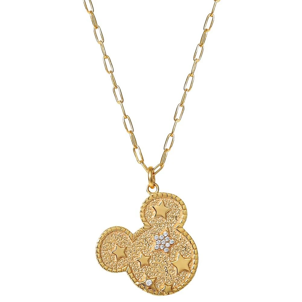 商品Disney|Cubic Zirconia Mickey Mouse Star 18" Pendant Necklace in 18k Gold-Plated Sterling Silver,价格¥428,第1张图片