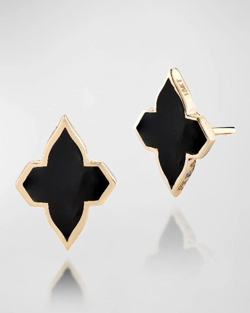 商品Farah Khan Atelier|18K Yellow Gold Piano Black Minimalistic Earrings,价格¥5366,第3张图片详细描述