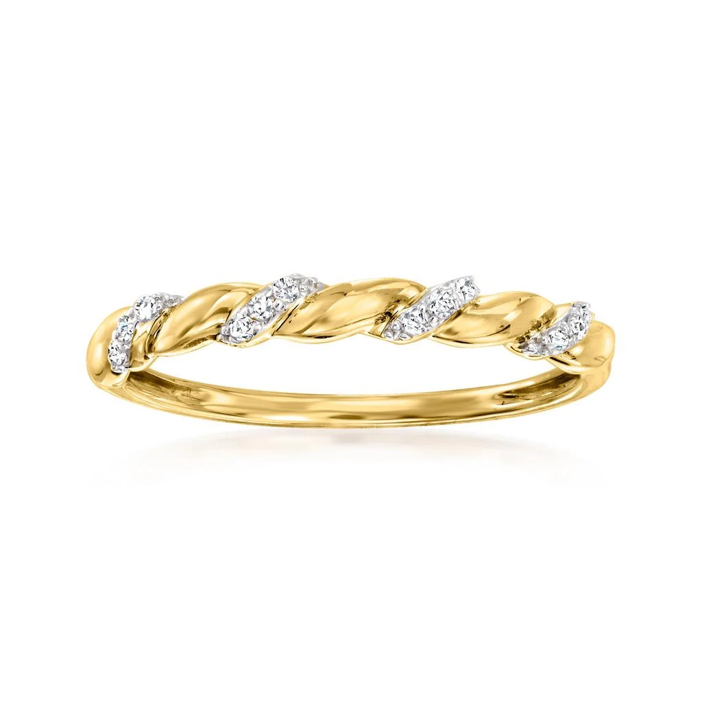 商品Ross-Simons|Ross-Simons Diamond-Accented Twisted Ring in 14kt Yellow Gold,价格¥2255,第1张图片