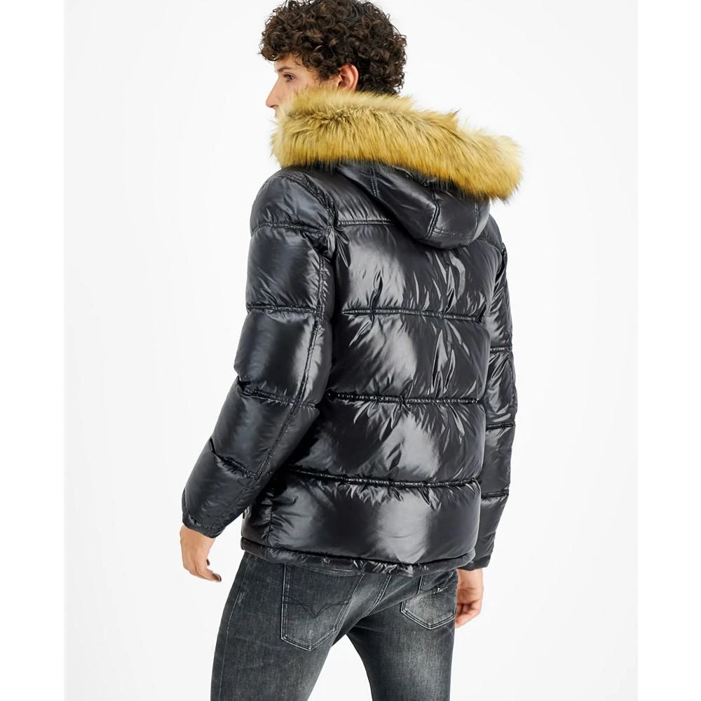 商品GUESS|Men's Puffer Jacket With Faux Fur Hood,价格¥675,第2张图片详细描述