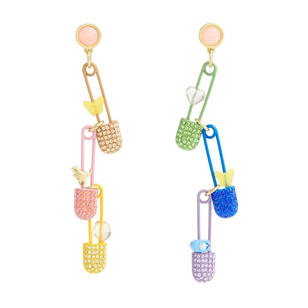 商品Coach|Faux Stone Signature Safety Pin Mismatched Linear Earrings,价格¥1238,第2张图片详细描述