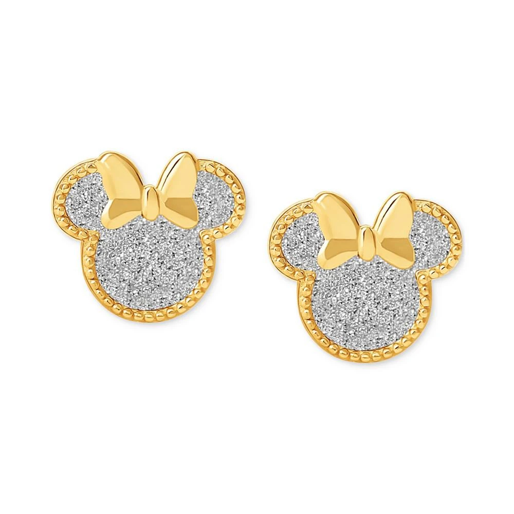 商品Disney|Minnie Mouse Glitter Stud Earrings in 18k Gold-Plated Sterling Silver,价格¥124,第2张图片详细描述