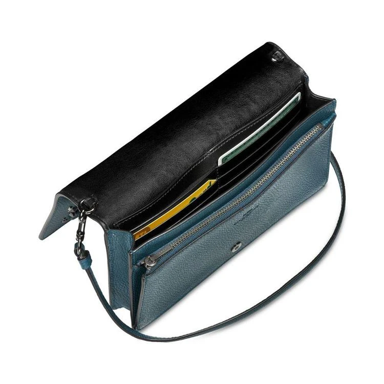 商品Coach|Foldover Crossbody Clutch in Polished Pebble Leather with Willow Floral,价格¥1000,第3张图片详细描述