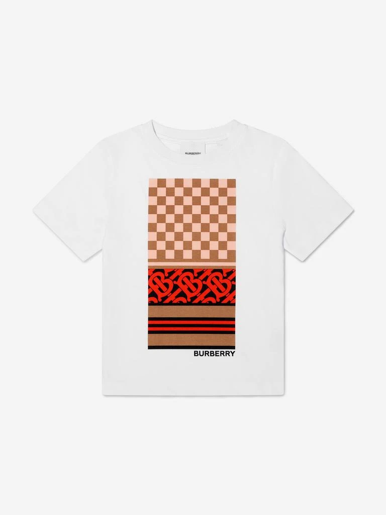 商品Burberry|Burberry White Girls Cotton Jersey Monogram T-Shirt,价格¥879,第1张图片
