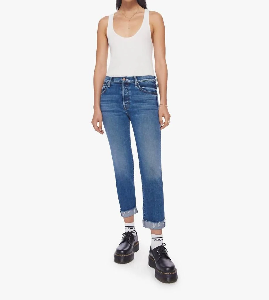 商品MOTHER|The Scrapper Cuff Ankle Fray Jean In Smashing Banjos,价格¥1319,第1张图片