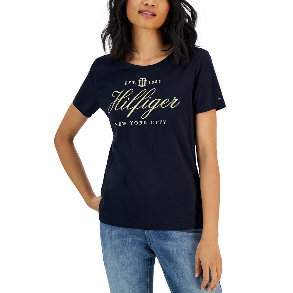 商品Tommy Hilfiger|Women's Metallic Logo Graphic T-Shirt,价格¥132,第1张图片