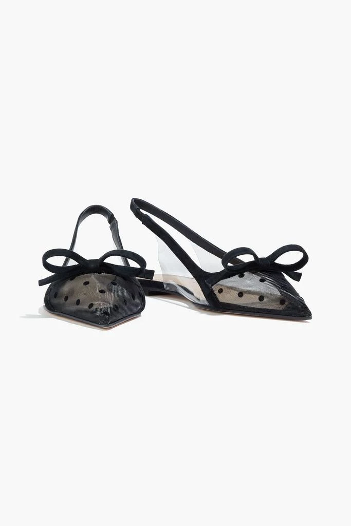 商品RED Valentino|Bow-embellished flocked mesh and PVC slingback point-toe flats,价格¥1805,第2张图片详细描述