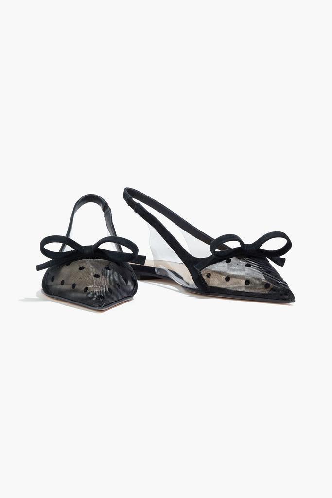 商品RED Valentino|Bow-embellished flocked mesh and PVC slingback point-toe flats,价格¥1784,第2张图片详细描述