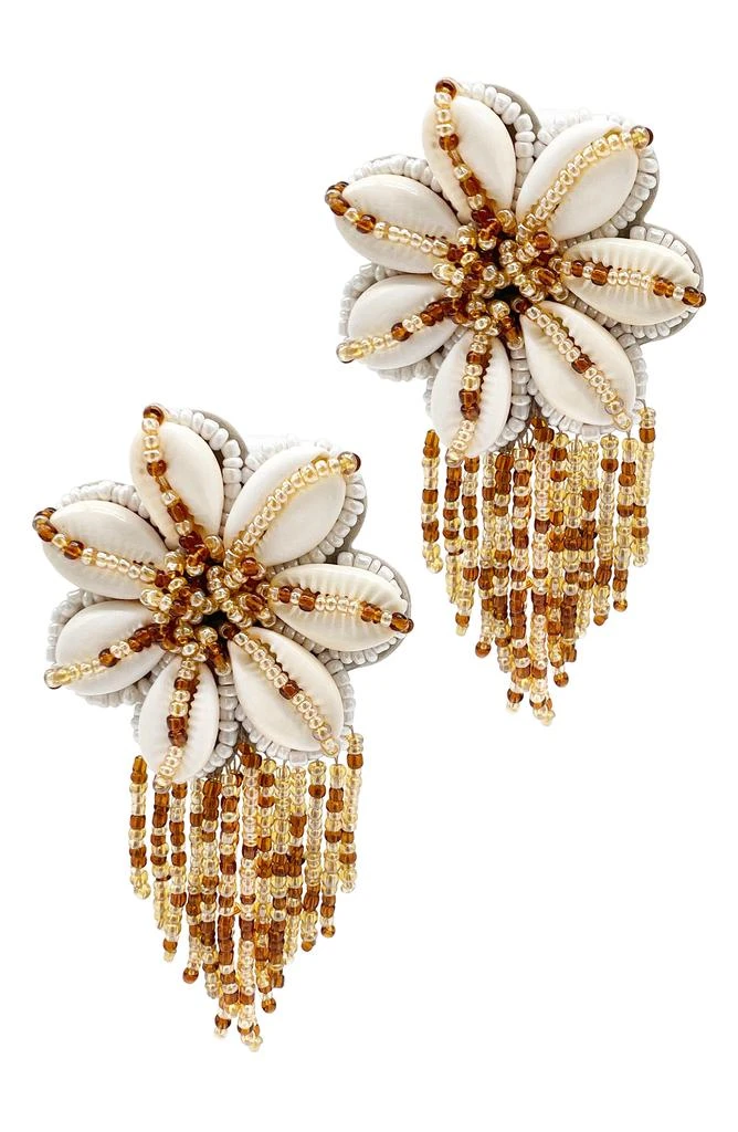 商品ADORNIA|Sea Shell & Beaded Flower Drop Earrings,价格¥180,第1张图片