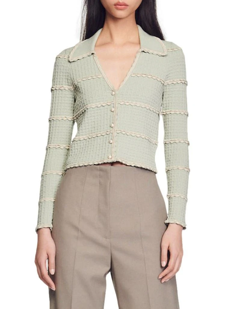 商品Sandro|Andina Scalloped Cardigan,价格¥1317,第1张图片