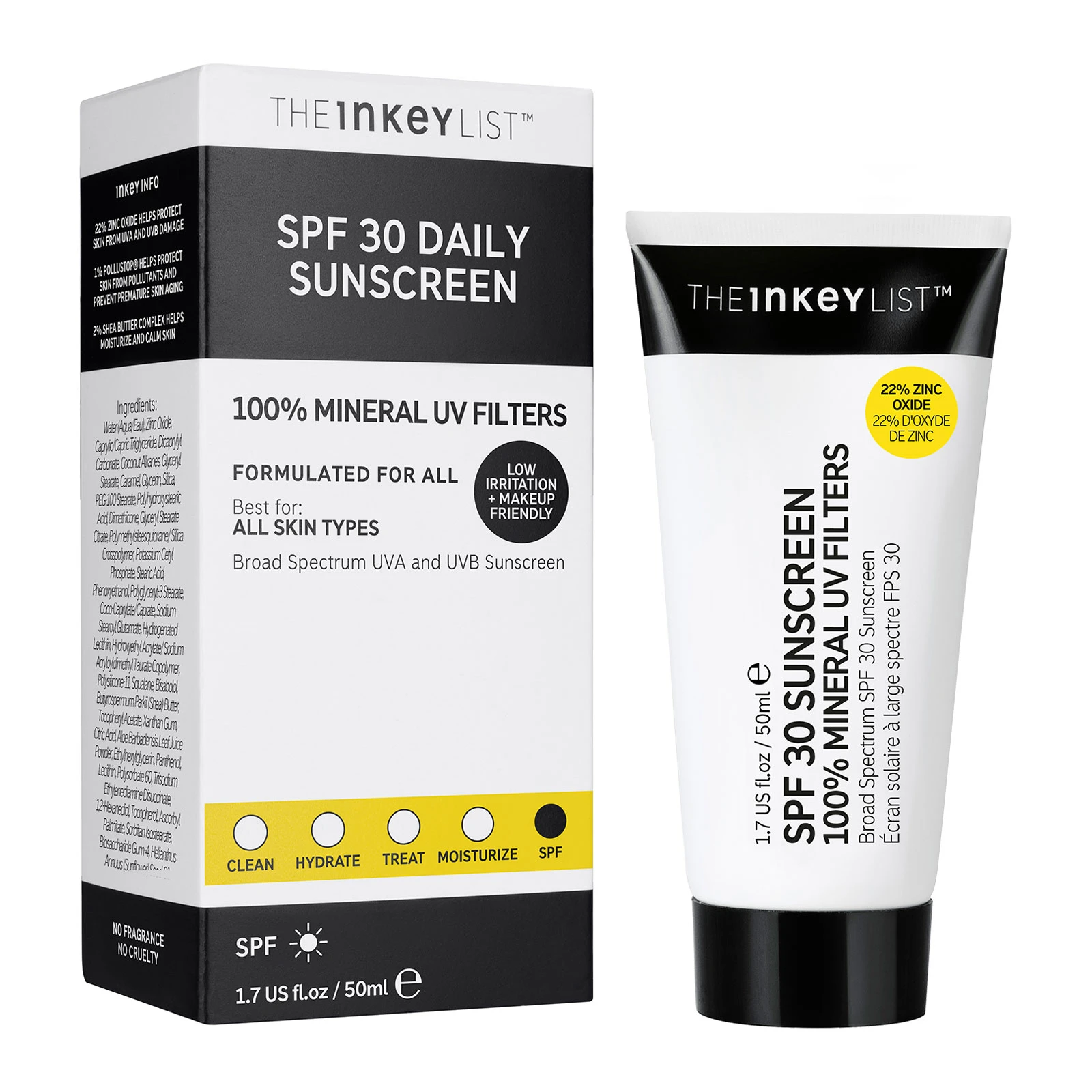 The INKEY List 100%矿物防晒霜 SPF30 50ml 含22%氧化锌 商品