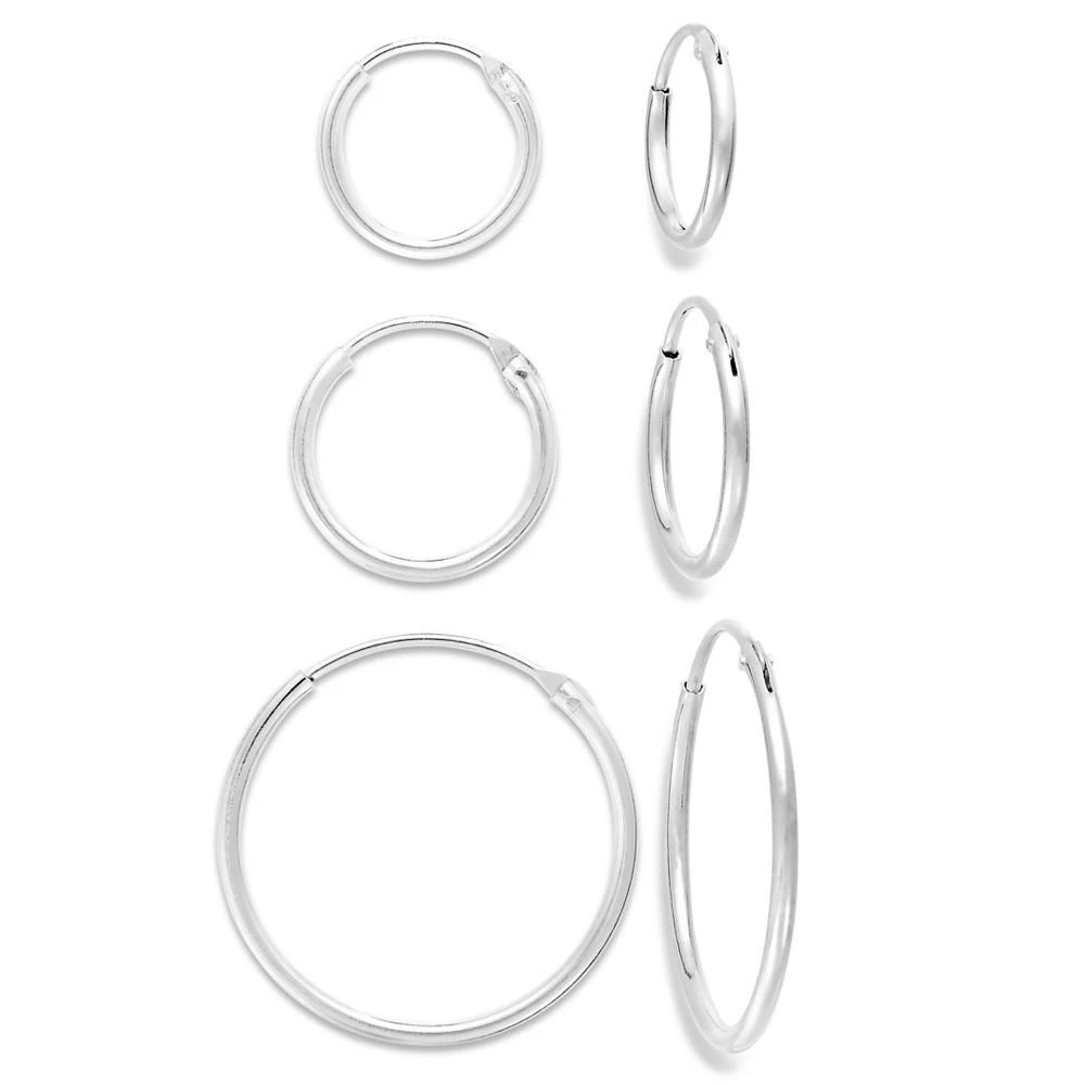 商品Unwritten|Endless Hoop Earrings Trio in Sterling Silver (10-20mm) ,价格¥375,第2张图片详细描述