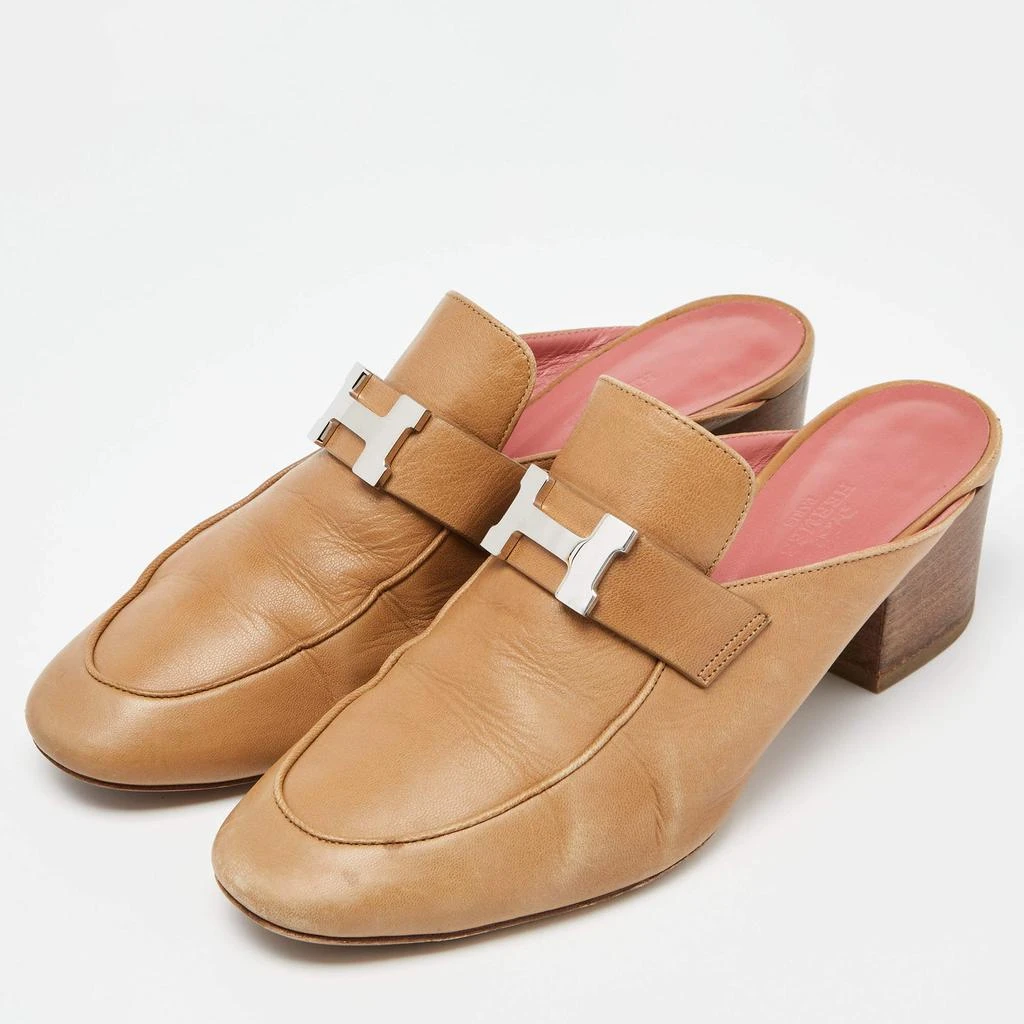 商品[二手商品] Hermes|Hermes Brown Leather Paradis Mules Size 38,价格¥6026,第2张图片详细描述