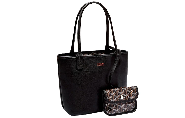 商品[国内直发] Goyard|戈雅 Anjou 双面两用 小牛皮 托特包Tote包购物袋手提包 迷你 女款 黑色,价格¥20323,第1张图片