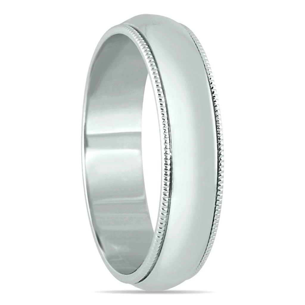 商品SSELECTS|4Mm Milgrain Edge Comfort Fit Wedding Band In 14K White Gold,价格¥3430,第2张图片详细描述