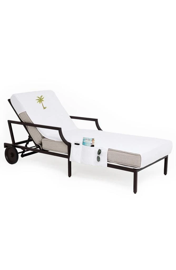 商品Linum Home Textiles|100% Turkish Cotton Palm Tree Embroidered Standard Size Chaise Lounge Cover With Side Pockets - White,价格¥691,第3张图片详细描述