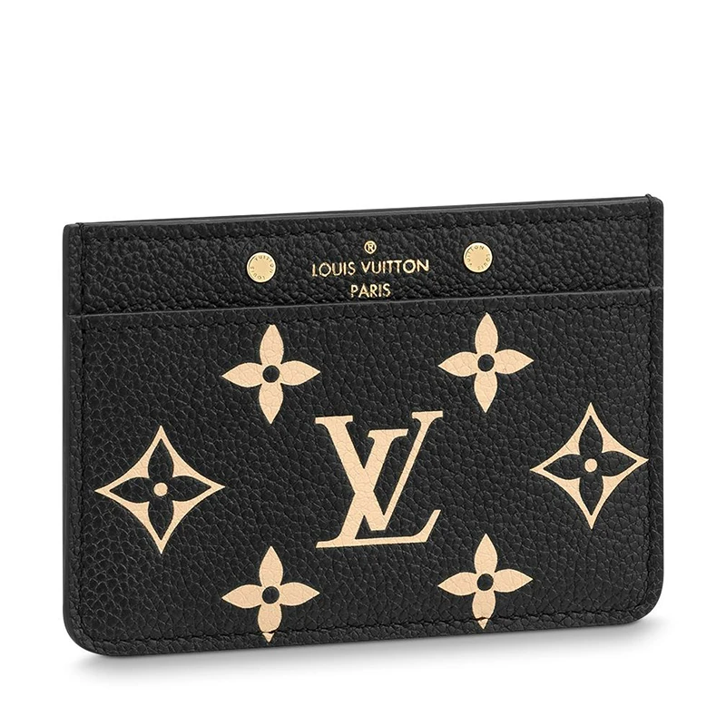 商品Louis Vuitton|预售十天 Louis Vuitton/路易威登 22春夏新款女士黑色/米色压纹软粒面牛皮革老花印花卡夹M81022,价格¥3284,第1张图片