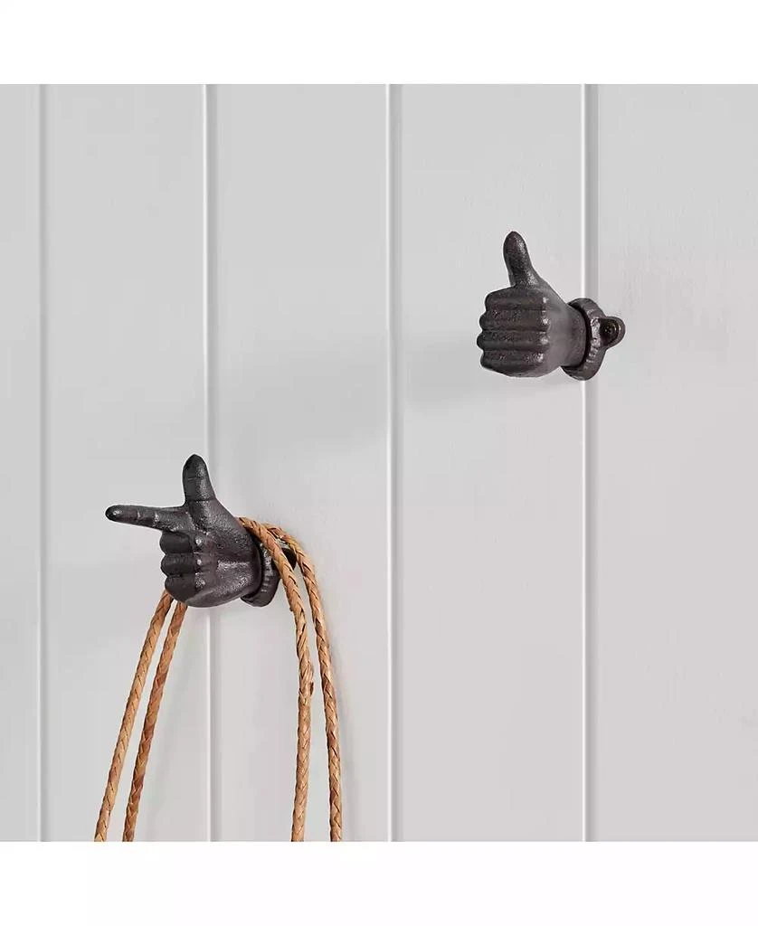 商品Danya B|"Thumbs Up Pointing Finger" Cast Iron 2-Piece Wall Mount Hook Set,价格¥263,第2张图片详细描述