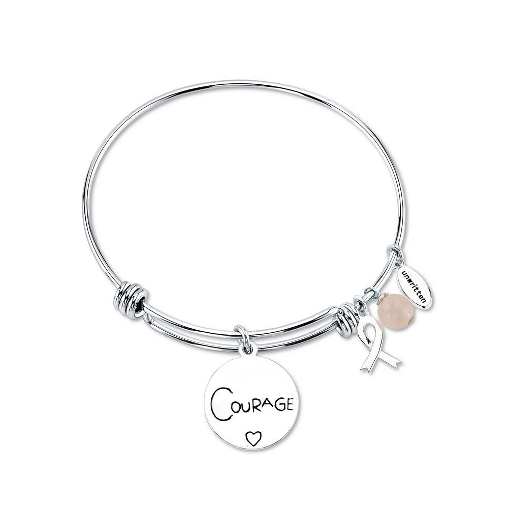 商品Unwritten|"Survivor" Breast Cancer Awareness Bangle Bracelet in Stainless Steel Silver Plated Charms,价格¥205,第3张图片详细描述