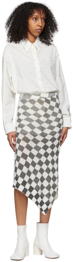 Grey & White Cotton Midi Skirt商品第4张图片规格展示