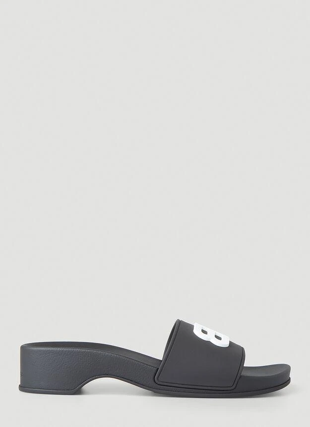 商品Balenciaga|BB Wedge Slides in Black,价格¥2183,第1张图片