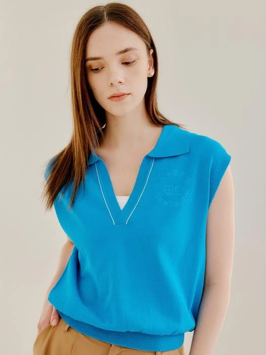 商品GENERAL IDEA STANDARD|new logo collar vest BLUE S22A06042,价格¥402,第3张图片详细描述