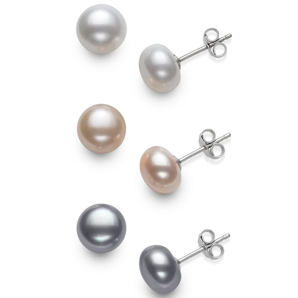 商品Giani Bernini|3-Pc. Set White, Pink, Gray Cultured Freshwater Pearl (6-7mm) Stud Earrings in Sterling Silver, Created for Macy's,价格¥569,第1张图片