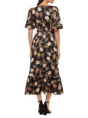 Floral Print Puff Sleeve Maxi Dress商品第2张图片规格展示
